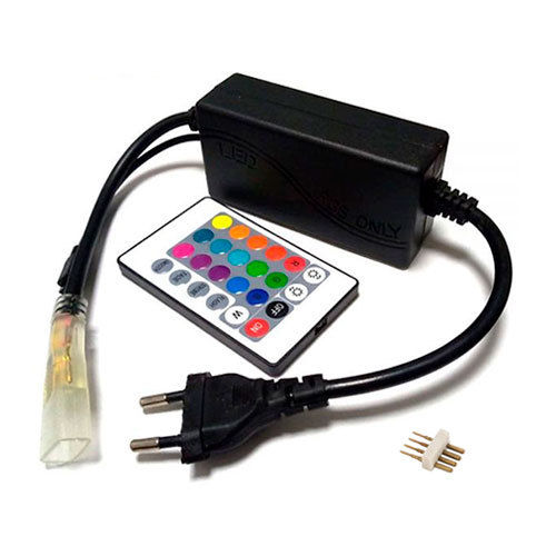 Plugue de conexão + Controlador + Controle remoto para faixa de LED 5050 RGB a 220V