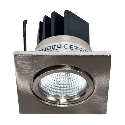 Refletor LED COB quadrado ajustável em níquel acetinado 3W luz do dia 4200K