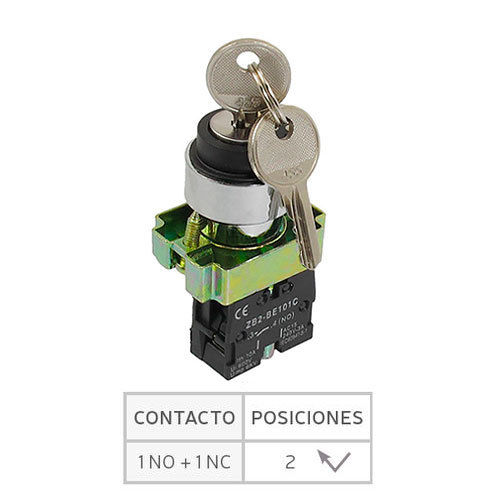 Seletor de chaves | 2 contatos abertos/fechados (1NO+1NC)