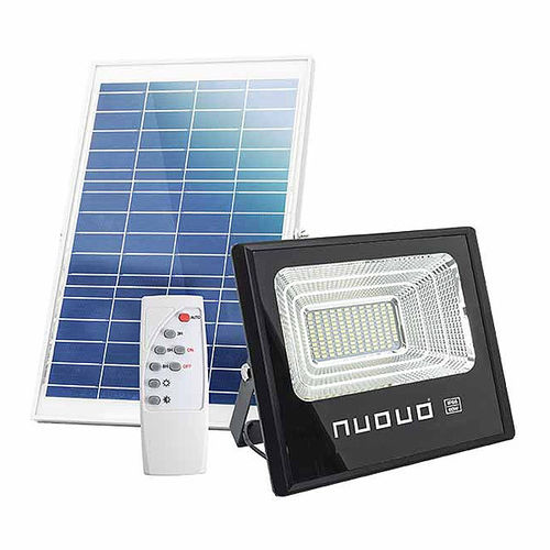 Projetor LED solar de 150W com painel solar de carregamento.