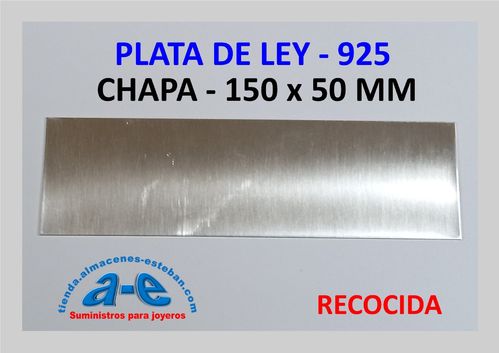 CHAPA PLATA 925 1,30MM-R (150X50MM) RECOCIDA
