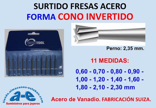 SURTIDO FRESAS CONO INVERTIDO 006-023 11UN. EUROTOOL