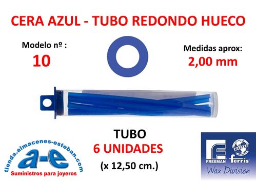 CERA FERRIS AZUL - COWDERY Nº 10 - TUBO REDONDO HUECO 2,00MM (6un)
