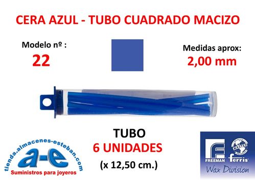 CERA FERRIS AZUL - COWDERY Nº 22 - TUBO CUADRADO MACIZO 2,00MM (6un)