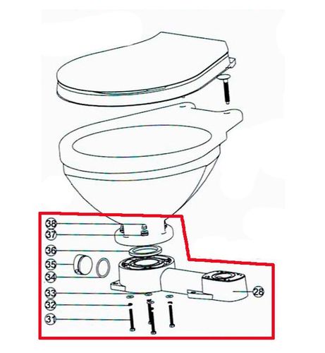 Manual Toilet Base Assembly Kit E for LT