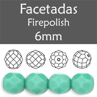 Cristal Checo - Facetada - 6mm - Opaque Turquoise (25 Uds.)