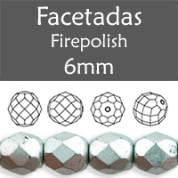 Cristal Checo - Facetada - 6mm - Matte Metallic Silver (25 Uds.)
