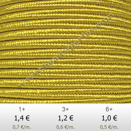 Textil - Soutache-Rayón - 3mm - Yellow Gold (Oro Amarillo) (2 metros)