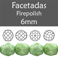 Cristal Checo - Facetada - 6mm - Marbled Opaque Prairie Green (25 Uds.)