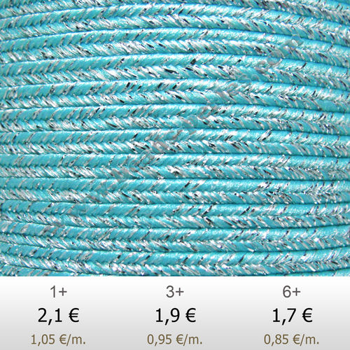 Textil - Soutache METALLICUM - 3mm - Argentum Blue Turquoise (Azul Turquesa Argentum) (2 metros)