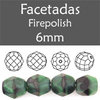 Cristal Checo - Facetada - 6mm - Green with Black Swirl (25 Uds.)