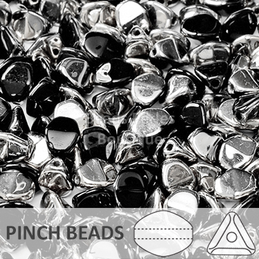 Cristal Checo - Pinch - 5x3mm - Silver & Jet (100 Uds.)
