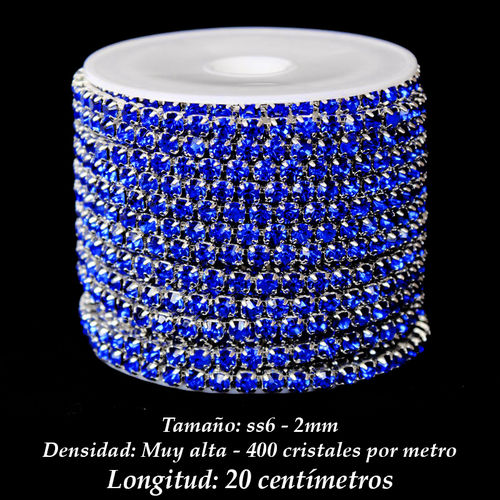 Cadena Cristal ss6 2mm - Sapphire (20 centímetros)