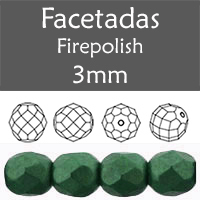 Cristal Checo - Facetada - 3mm - Metallic Suede Forest (100 Uds.)