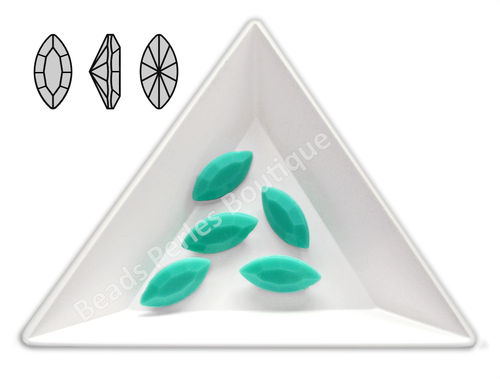 Cabuchón - Acrílico Pointback - Navette 07x15 mm - Green Turquoise (4 Uds.)