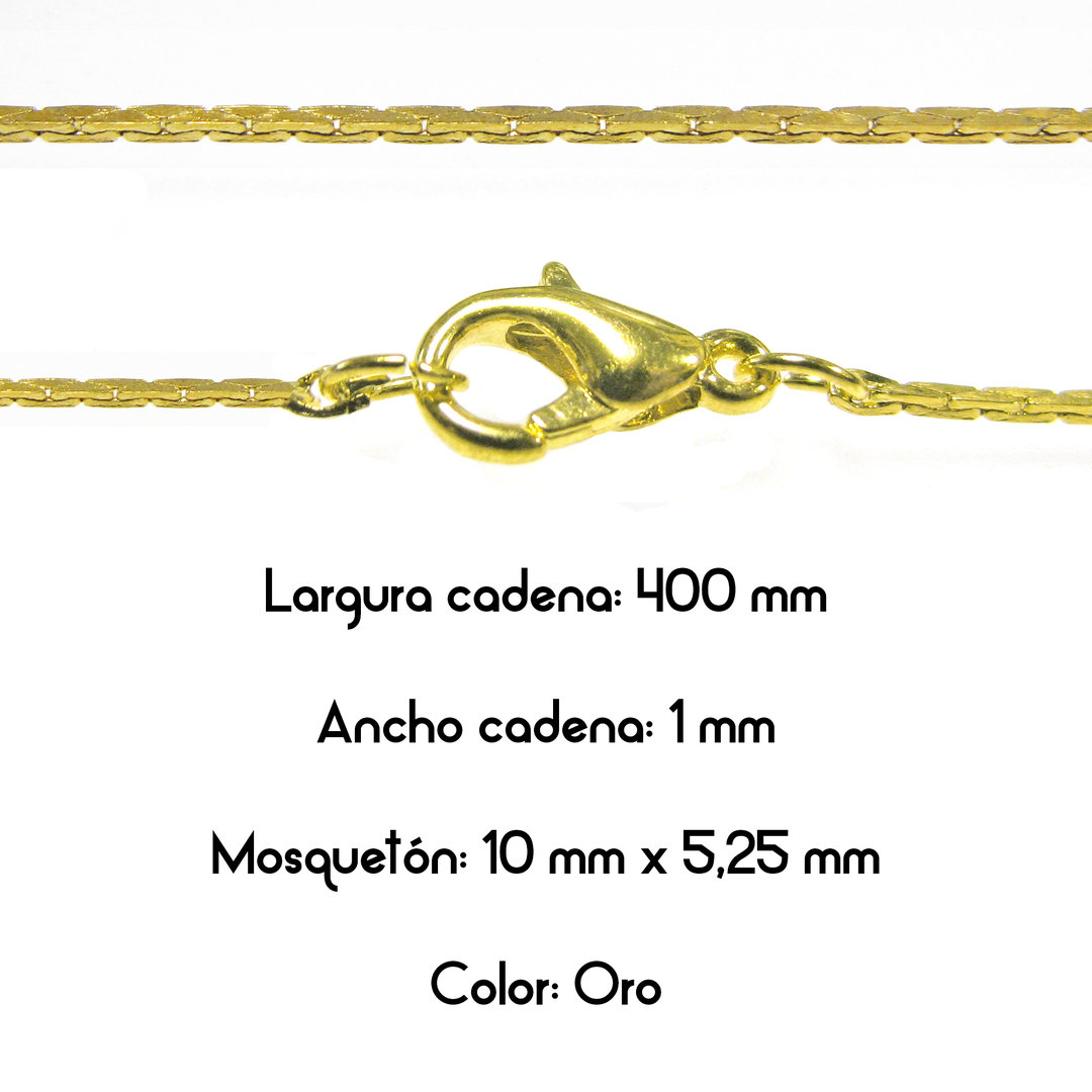 Fornitura - Cadena con cierre - Largo: 400mm Ancho: 1mm - Color Oro (1 Uds.)