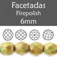 Cristal Checo - Facetada - 6mm - Chalk Bericia Marbled (25 Uds.)