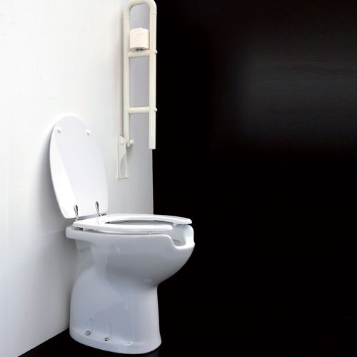 Inodoro ergonómico especial para discapacitados, a suelo, salida vertical modelo WC Handy serie Disa