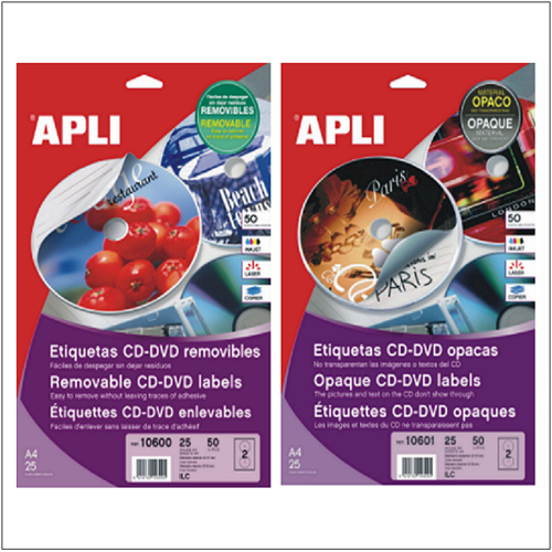 Etiquetas Adhesivas APLI CD/DVD.