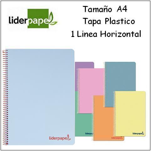 Cuaderno Liderpapel A4. Tapa Plástico. 1 Linea.
