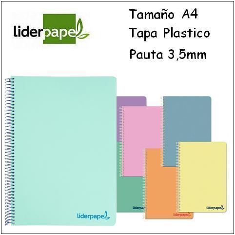 Cuaderno Liderpapel A4. Tapa Plástico. Pauta 3,5mm.